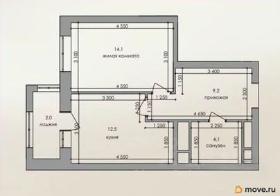 1-комн. квартира, 41.9 м&sup2;