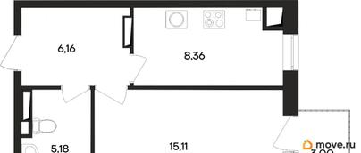 1-комн. квартира, 38 м&sup2;