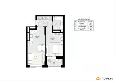 1-комн. квартира, 48.83 м&sup2;