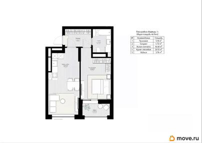 1-комн. квартира, 48.83 м&sup2;