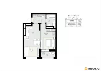 1-комн. квартира, 48.83 м&sup2;
