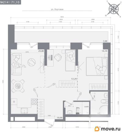 2-комн. квартира, 71.1 м&sup2;