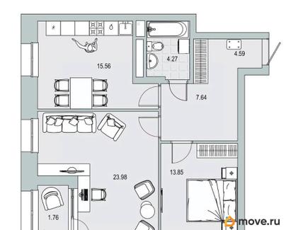 2-комн. квартира, 71.65 м&sup2;