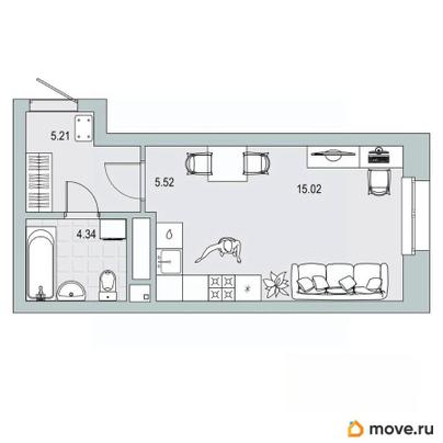 студия, 30.09 м&sup2;