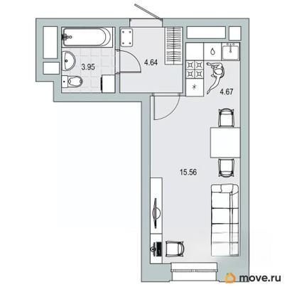 студия, 28.82 м&sup2;