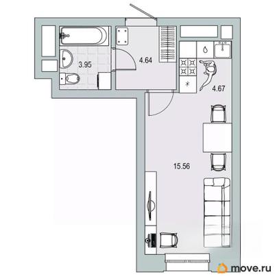 студия, 28.82 м&sup2;