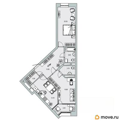 2-комн. квартира, 79.02 м&sup2;