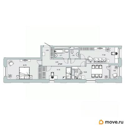 3-комн. квартира, 85.58 м&sup2;