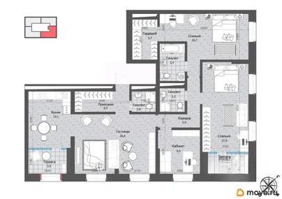 4-комн. квартира, 130.6 м&sup2;