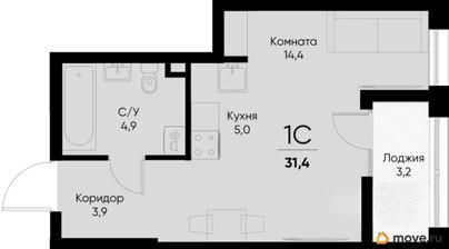 1-комн. квартира, 29.8 м&sup2;