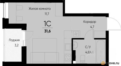 1-комн. квартира, 29.8 м&sup2;