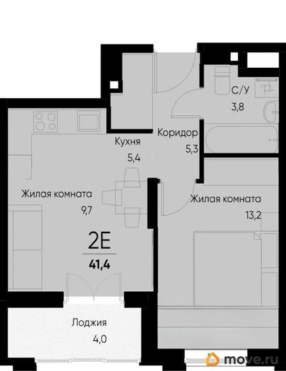 2-комн. квартира, 39.4 м&sup2;