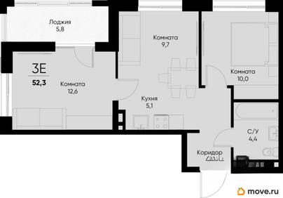 3-комн. квартира, 49.4 м&sup2;