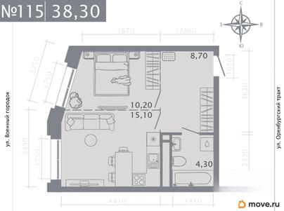 1-комн. квартира, 38.3 м&sup2;