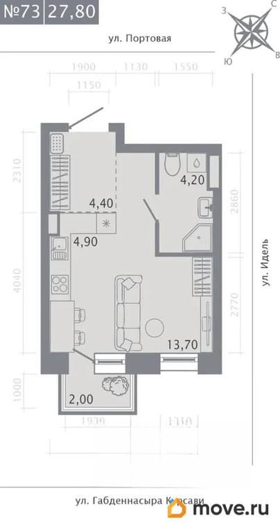 студия, 27.8 м&sup2;