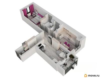 2-комн. квартира, 59.5 м&sup2;
