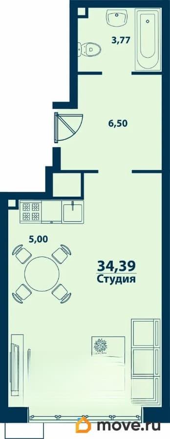 студия, 34.39 м&sup2;