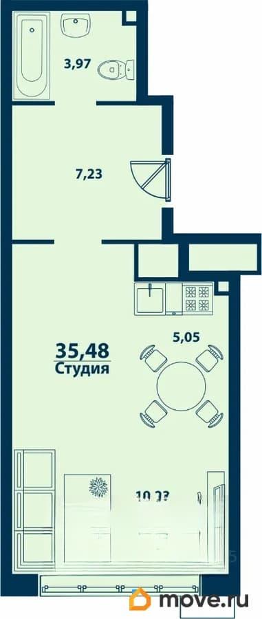 студия, 35.48 м&sup2;