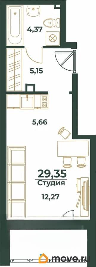 студия, 29.35 м&sup2;