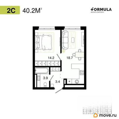 1-комн. квартира, 40.2 м&sup2;
