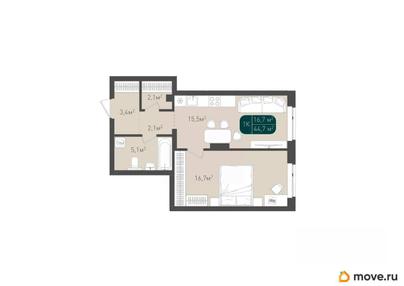 1-комн. квартира, 44.7 м&sup2;