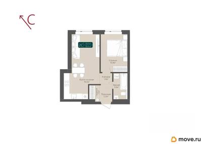 2-комн. квартира, 38.4 м&sup2;