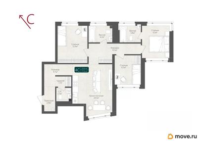 4-комн. квартира, 76.7 м&sup2;
