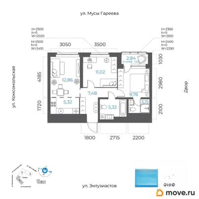 студия, 56.33 м&sup2;