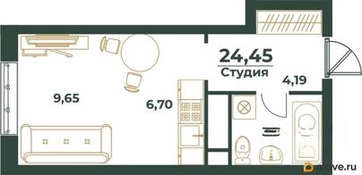 студия, 24.45 м&sup2;