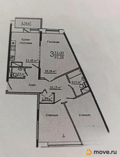 3-комн. квартира, 89 м&sup2;