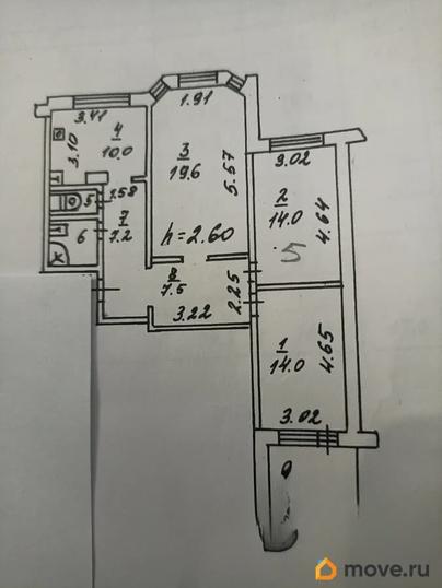 3-комн. квартира, 76.8 м&sup2;