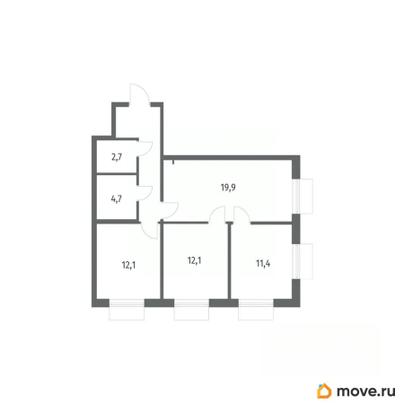 3-комн. квартира, 71.4 м&sup2;