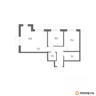 3-комн. квартира, 57.5 м&sup2;