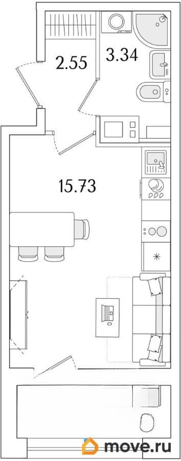 студия, 23.34 м&sup2;