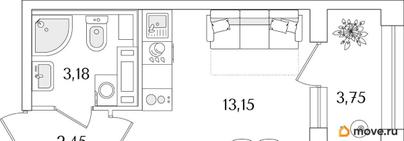 студия, 20.66 м&sup2;