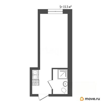 1-комн. апартаменты, 15.3 м&sup2;