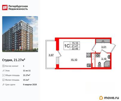 студия, 21.27 м&sup2;