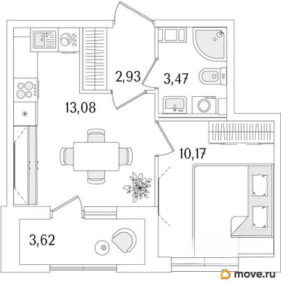 1-комн. квартира, 31.46 м&sup2;