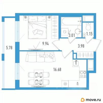 1-комн. квартира, 36.49 м&sup2;