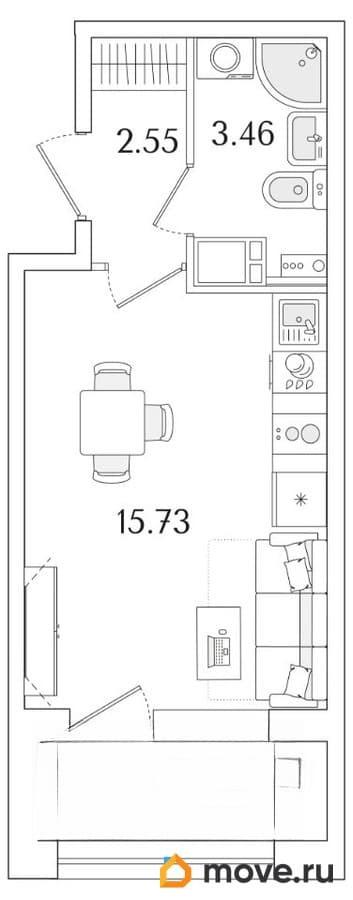 студия, 23.46 м&sup2;