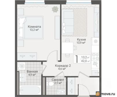 1-комн. квартира, 42 м&sup2;