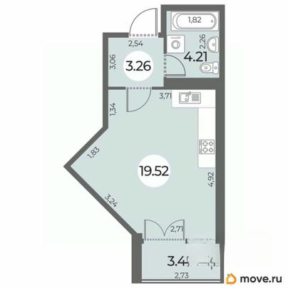 студия, 28.73 м&sup2;
