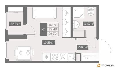 студия, 23.76 м&sup2;