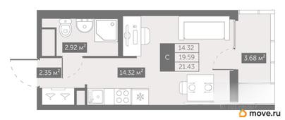 студия, 21.64 м&sup2;