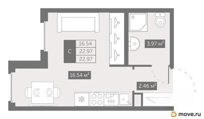 студия, 22.97 м&sup2;