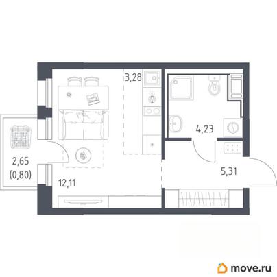 студия, 25.73 м&sup2;