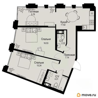 3-комн. квартира, 67.42 м&sup2;