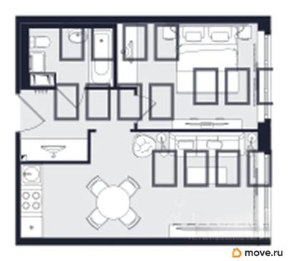 1-комн. апартаменты, 40.91 м&sup2;