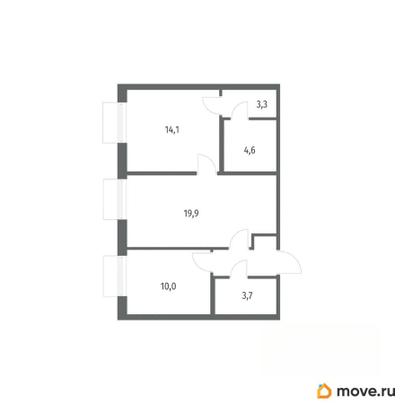 2-комн. квартира, 59.3 м&sup2;