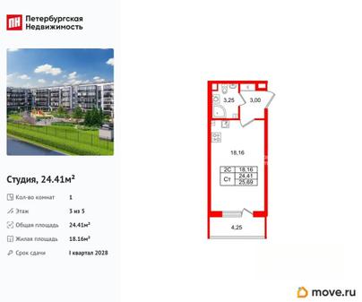 студия, 24.41 м&sup2;